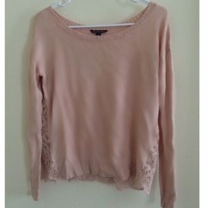 Dusty Pink Lace Back AE Sweater